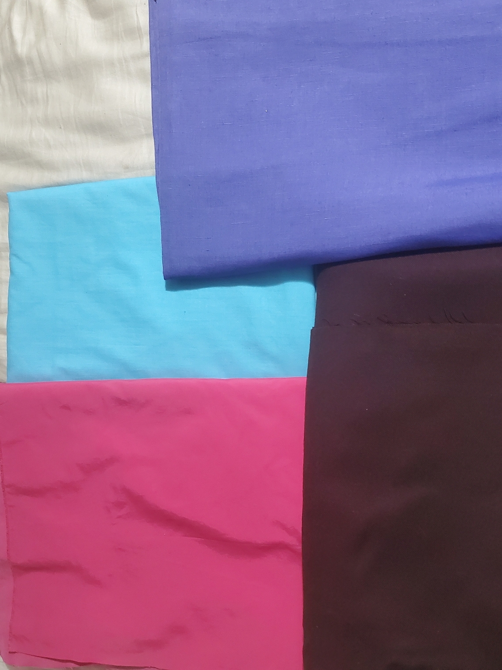 Multi-Color Fabrics Bundle - Magenta, Tirquose,Lavander Brown,Teal